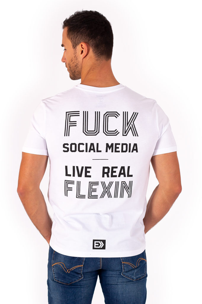 Pánské tričko REAL FLEXIN bílé zezadu