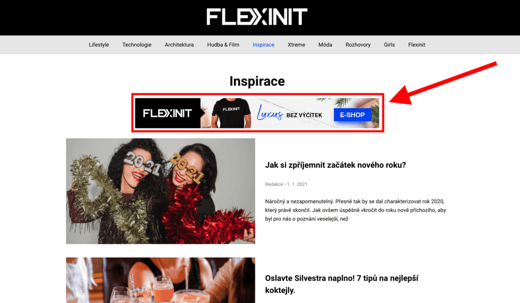 Banner v rubrice na Flexinit.cz