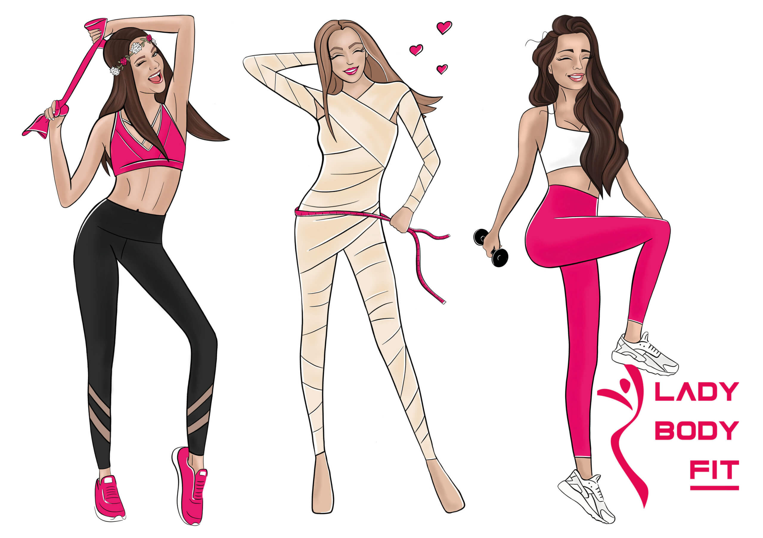 Digitální ilustrace od Nikoly Drobné pro lady body fit